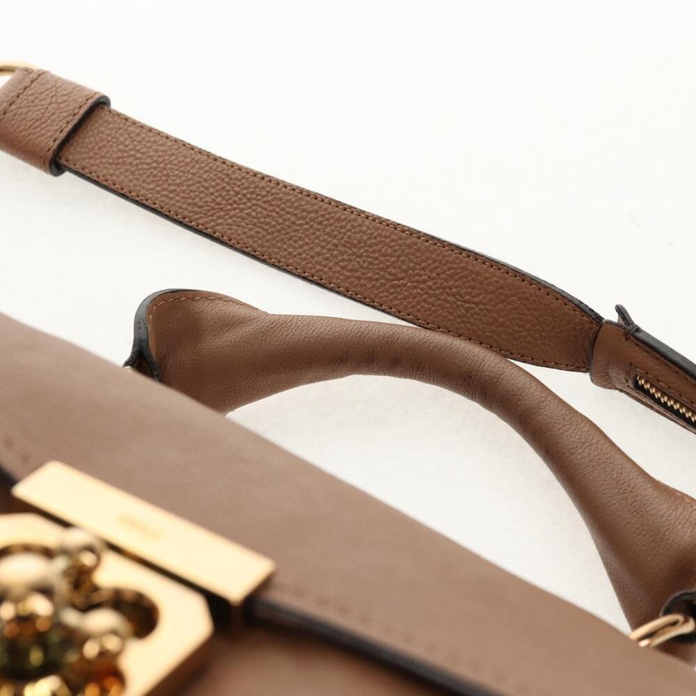 Chloe Elsie Hand Bag Leather 2way Beige Gold Auth BA8869 - Picture 14 of 16